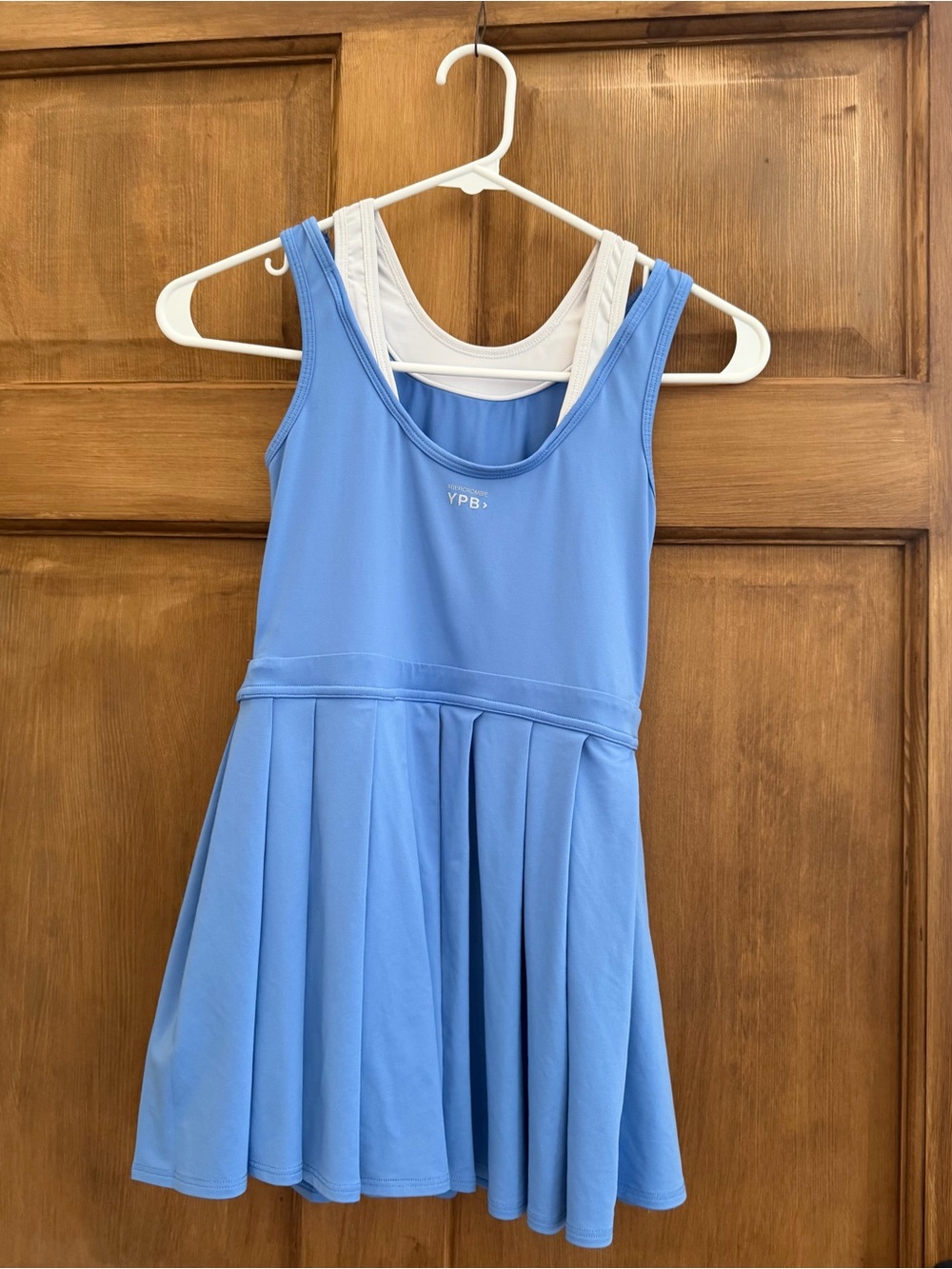 abercrombie kids Light Blue Athletic Mini Dress with White Tank Liner